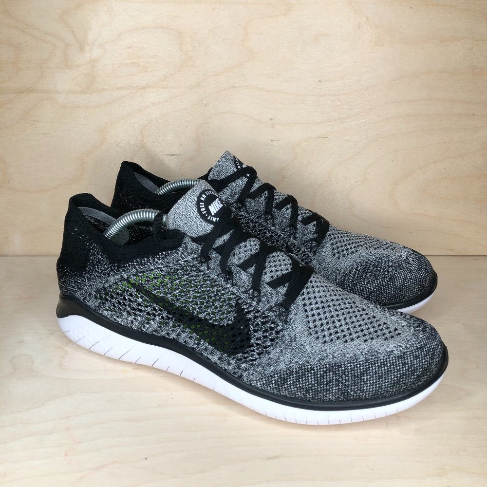 NIKE Free RN Flyknit Black White Oreo Running Shoe